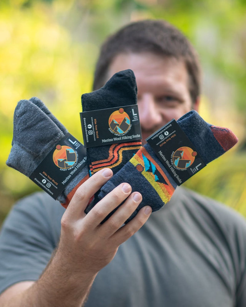 merino wool socks for outdoor recreation (hiking, biking, camping, running, and more) by easy wind outfitters