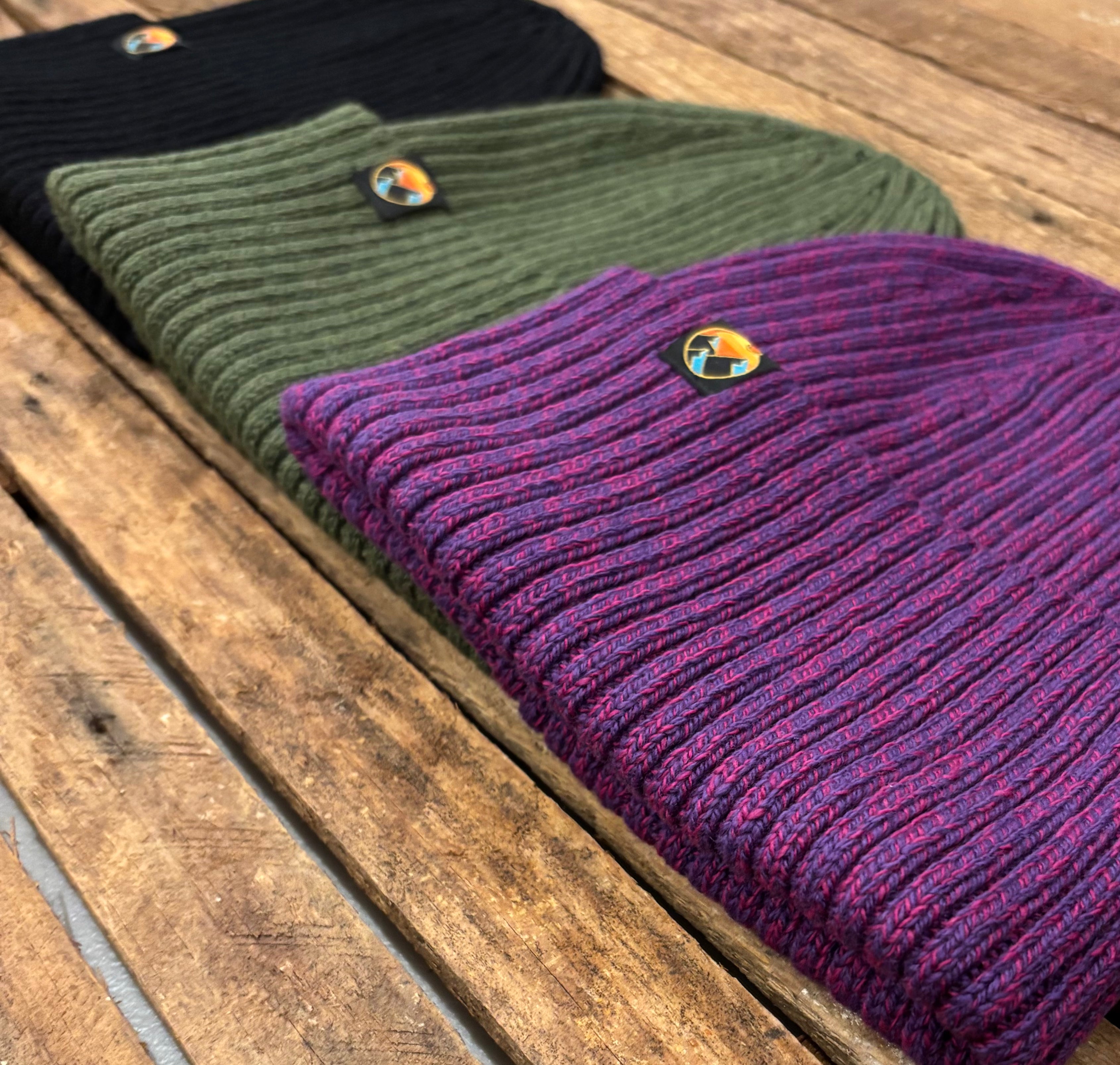 Rib Knit Merino Wool Beanie Hat