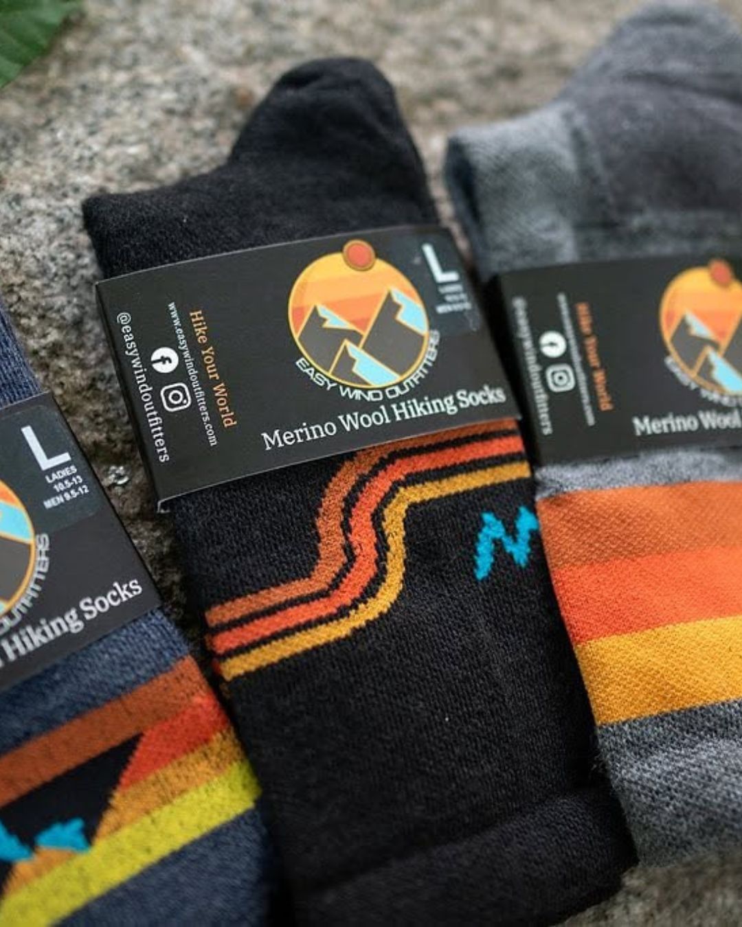 merino wool socks for outdoor recreation, hiking, biking, running and more by easy wind outfitters